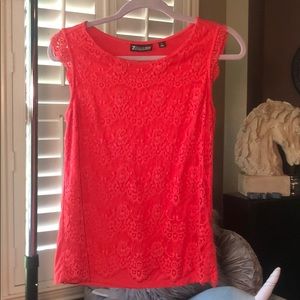 New York & Company Coral lace overlay top
